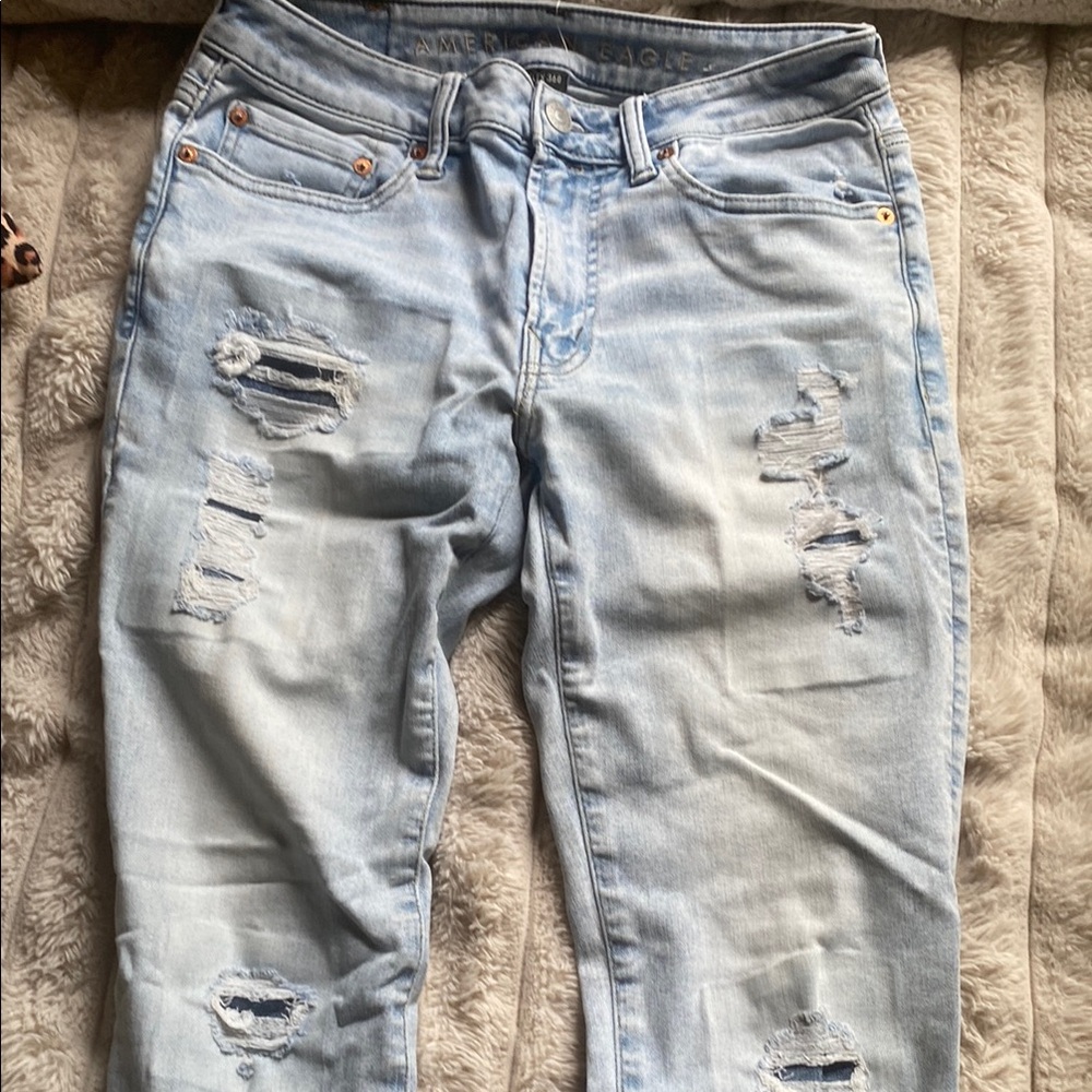 American Eagle Outfitters Blue Skinny Jeans Distressed